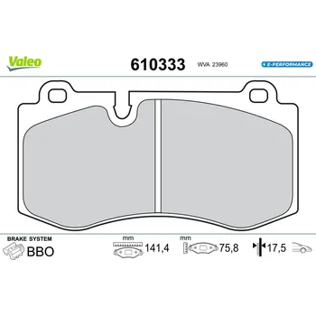 Brzdová destička Sada brzdových destiček, kotoučová brzda VALEO 610333