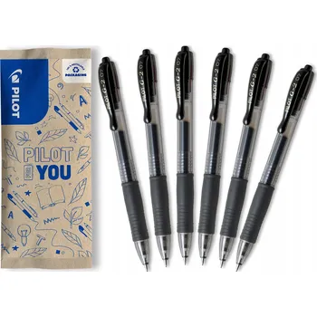 Sada gelových per PILOT G2 černá, 6 kusů
