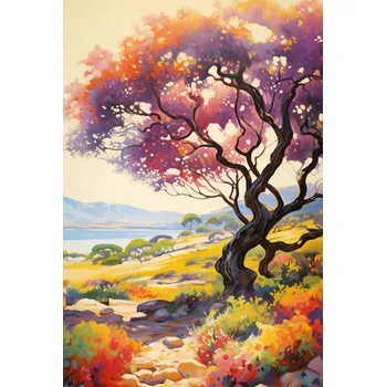 Plakát Plakát Barevný Soumrak nad Údolím bez rámu 61 x 90,5 cm