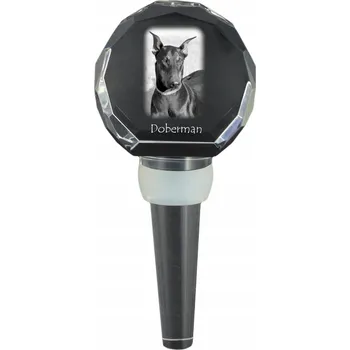 Koreček do láhve s fotkou Dobermana, personalizovaná zátka na víno