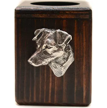 Svícen Dřevěný svícen Jack Russell Terrier se psem, na čajovou svíčku