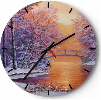 Hodiny Velké nástěnné hodiny 40x40 Krajina Skleněné hodiny Kulatý Tiché