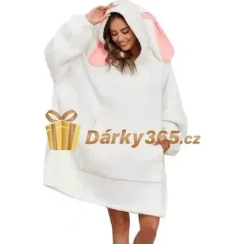 deka Deka s kapucí a rukávy - blá mikina s ušima