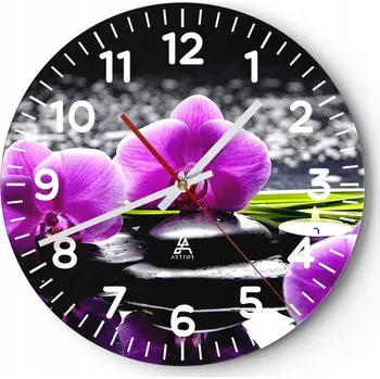 Hodiny Kuchyňské nástěnné hodiny 30x30 Květiny Moderní skleněné hodiny do obýváku Tiché