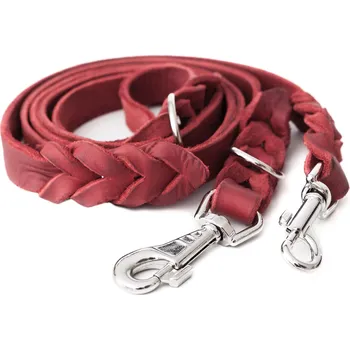 Vodítko pro psa Doggy Kožené přepínací vodítko Doggy, červené Velikost: R4 (2,5 cm x 225 cm)