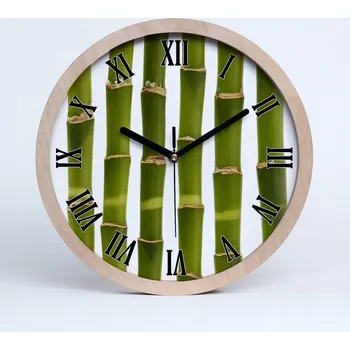 Hodiny Nástěnné hodiny dřevěné římské bambusové fi 30 cm