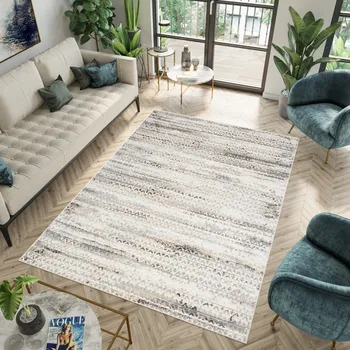 Koberec Kusový koberec Portland - vlnky 1 - bílý/šedý Rozměr koberce: 160x220 cm