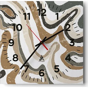 Hodiny Kuchyňské nástěnné hodiny 30x30 Abstrakce Skleněné hodiny do obýváku Tiché