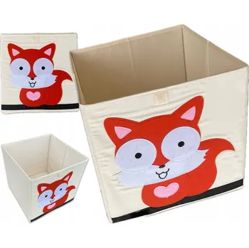 Úložný box KOŠÍK NA HRAČKY ORGANIZÉR KRABIČKA SKLÁDACÍ KUFR liška 32x33x33 cm