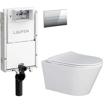 WC sada LAUFEN Podomít. systém LIS TW1 SET s chromovým tlačítkem + WC MYJOYS MY1 + SEDÁTKO H8946630000001CR MY1