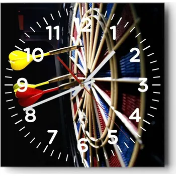 Hodiny Nástěnné hodiny do obýváku 40x40 Sport Bezhlučné hodiny na skle Stylové Tiché