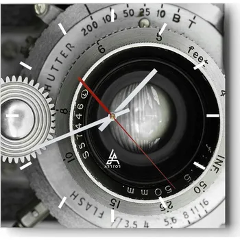 Hodiny Nástěnné hodiny do kuchyně 30x30 Fotoaparát Stylové hodiny na skle Loft Tiché