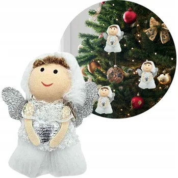 Vánoční dekorace Ozdoba na vánoční stromeček – růžový andílek, 12 cm