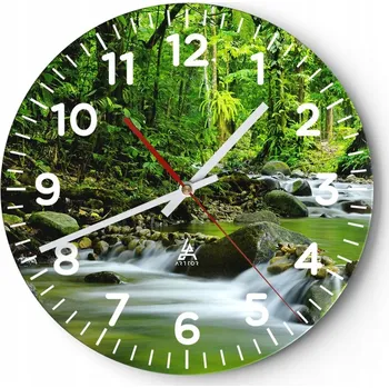 Hodiny Nástěnné hodiny do obýváku 40x40 Krajina Kulatý Skleněné hodiny Loft Tiché