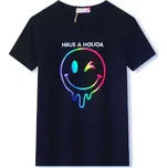 DÍVČÍ TRIČKO S KRÁTKÝM RUKÁVEM SMAJLÍK Barva: Tmavě modrá, Velikost: 164