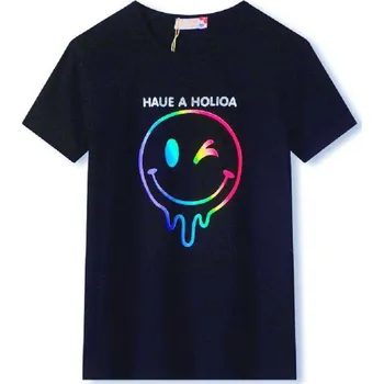 Dívčí tričko DÍVČÍ TRIČKO S KRÁTKÝM RUKÁVEM SMAJLÍK Barva: Tmavě modrá, Velikost: 164