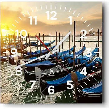 Hodiny Kuchyňské nástěnné hodiny 30x30 Benátky Skleněné hodiny do obývacího pokoje Moderní Tiché