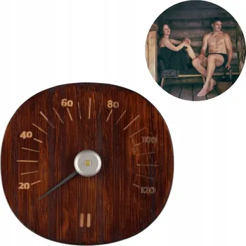 Dřevěný bambusový teploměr do sauny Kulatý 120 St. Rento Tmavě hnědý