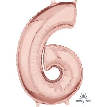 Balónek Amscan balónek fóliový narozeniny číslo 6 růžovo-zlaté 66cm 3660101