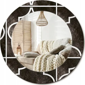 Zrcadlo Stylové kulaté zrcadlo na zeď s potiskem na skle průměr 50 cm Antický vzor