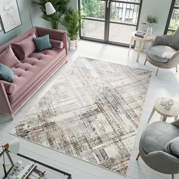 Koberec Kusový koberec Portland - mřížka 2 - bílý/šedý Rozměr koberce: 80x150 cm