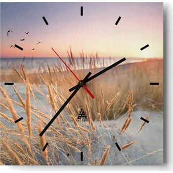 Hodiny Velké nástěnné hodiny 40x40 cm - Krajina - Skleněné tiché hodiny