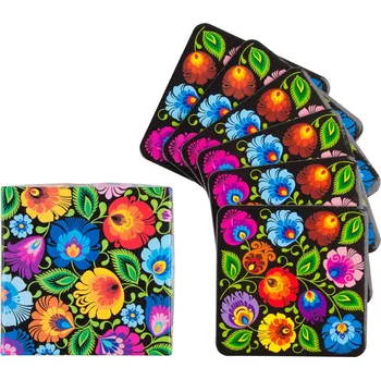 Folkstar Podložka pod hrnek korková černá 6ks dárkové balení