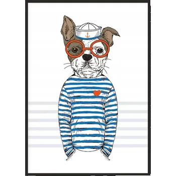 Obraz OBRAZ PLAKÁT V RÁMU 33x43 cm Pes Hipster P1539