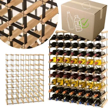 Stojan na víno Modulární borovicový regál na víno RW-8-7X9-63, kapacita 63 lahví