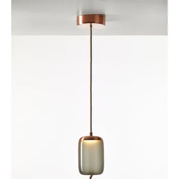 Brokis Designové závěsné svítidlo Knot Cilindro Small, PC1034 Barva skla: Opalín, Povrchová úprava baldachýnu: Broušená bronz lak, Povrch reflektoru: Broušená rose gold lak