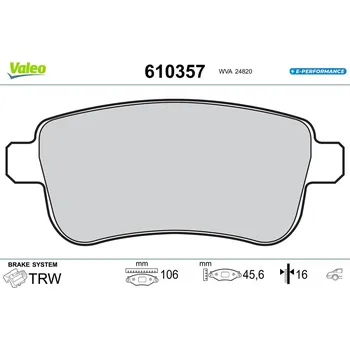 Brzdová destička Sada brzdových destiček, kotoučová brzda VALEO 610357