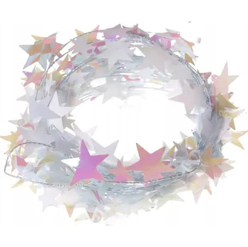 Vánoční dekorace Girlanda bílá łańcuch plný hvězd, 7 m