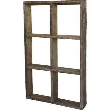 regál Hnědý antik nástěnný dřevěný regál Grimaud Unit - 94*19*152 cm