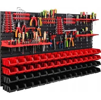 Obraz Dílenská stěna na nářadí 156x78 cm + 60 boxů/úložných nádob