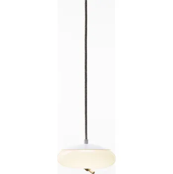 Brokis Designové závěsné svítidlo Knot Disco Small, PC1037 Barva skla: Šedá kouřová - transparentní sklo, Povrchová úprava baldachýnu: Kov - černý matovaný komaxit se strukturou, Povrch reflektoru: Broušená bronz lak