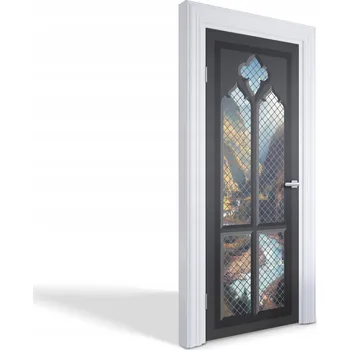 Fototapeta Ochranná fólie na dveře s laminací - Horský výhled z okna 75x205 cm