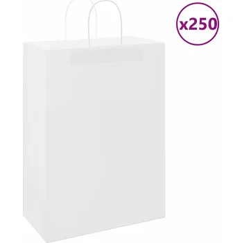 Dárková taška vidaXL Papírové sáčky 250 ks s uchy 32x17x44 cm [4101594] Barva: Bílá