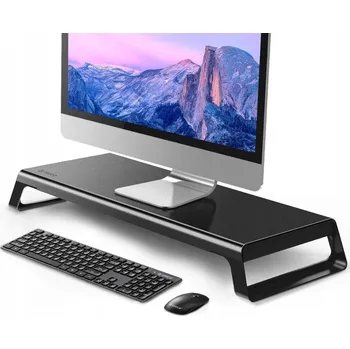 Podstavec pod monitor STOLEK / PODSTAVEC POD MONITOR, TELEVIZI, NOTEBOOK, HLINÍKOVÝ, ČERNÝ, DO 15 KG, 58x24x10 cm