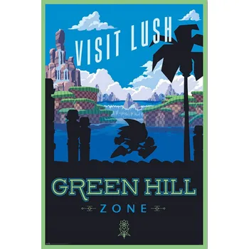 Obraz Plakát Sonic Visit Lush Green Hill Zone bez rámu 61 x 91,5 cm