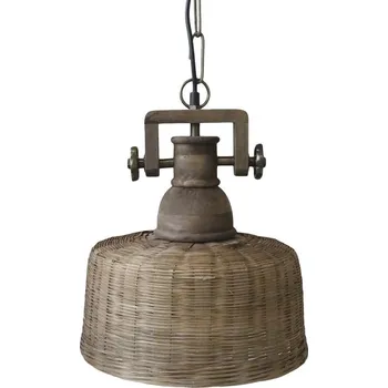 Přírodní dřevěné světlo s ratanovým stínidlem Roellie - Ø 31*33 cm/ E27/ 25W