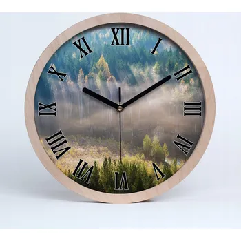 Hodiny Nástěnné tekoucí kuchyňské hodiny mlha v lese průměr 20 cm
