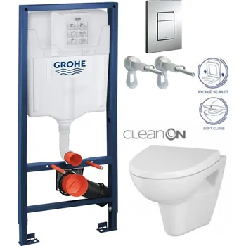 WC sada Grohe Rapid SL pro závěsné WC 38528SET s chromovou deskou + WC CERSANIT CLEANON PARVA + SEDÁTKO 38772001 PA1