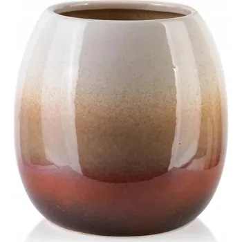Váza Váza Yanda béžová hnědá lesklá keramická