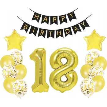 Balónek SUPER Sada Balónků k 18. narozeninám zlatá 460475 gold 18