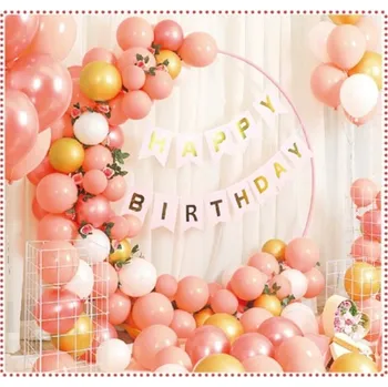 Balónek NAROZENINOVÉ BALÓNKY SADA 6 6 Ks RŮŽOVÉ NAROZENINY