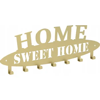 Věšák Věšák na oblečení HOME SWEET HOME zlatý, plech 2mm 17089