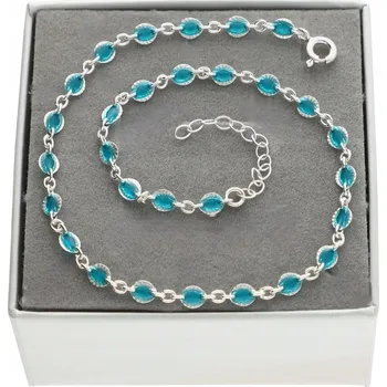 Náramek Stříbrný náramek na ruku BOHO tyrkysový mořský, stříbro 925, 23 cm