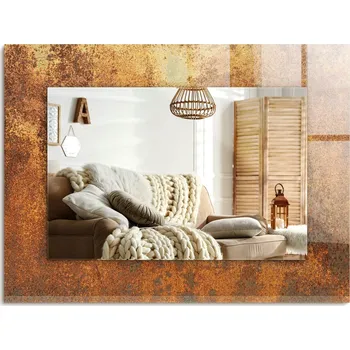 Zrcadlo Zrcadlo nástěnné s ozdobným skleněným rámem Módní Rez Plech 80x60 cm