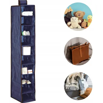 Obraz MODRÝ závěsný organizér do skříně s 10 přihrádkami 20x29x120 cm