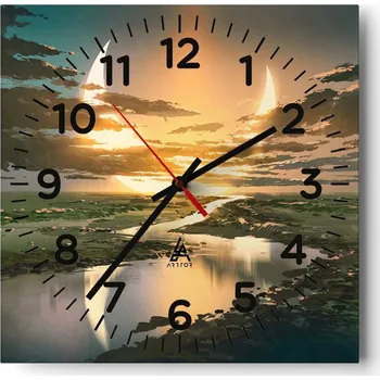 Hodiny Nástěnné hodiny do obýváku 40x40 Krajina Bezhluczne Skleněné hodiny Tiché